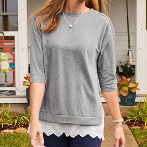 Matilda Jane Grey In the Clouds Tie Back Eyelet Top